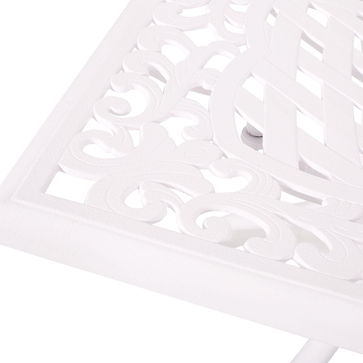 Celestine - Outdoor Cast Aluminum Dining Table With Floral Lattice Design And Umbrella Holder