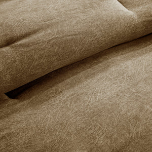 Brown Faux Suede Comforter Set with Hypoallergenic Filling – Queen, 7 Piece