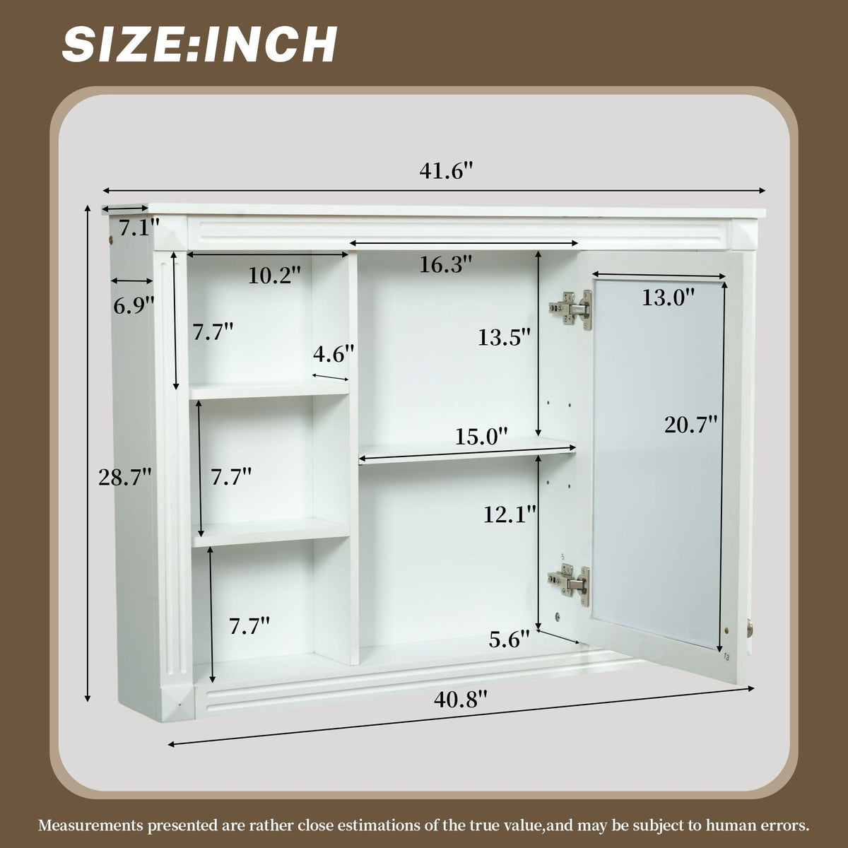 Wall Mounted Bathroom Storage Cabinet with Mirror - White