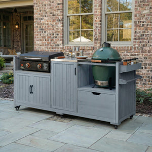 K&K 80.5' Outdoor Kitchen Island for Big Green Egg & Blackstone Griddle