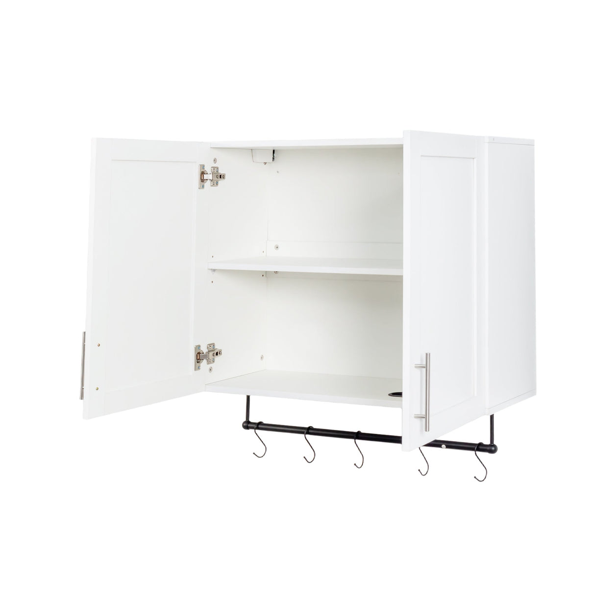 Bathroom Wall Cabinet with Adjustable Shelf, Towel Bar, and 5 Hooks