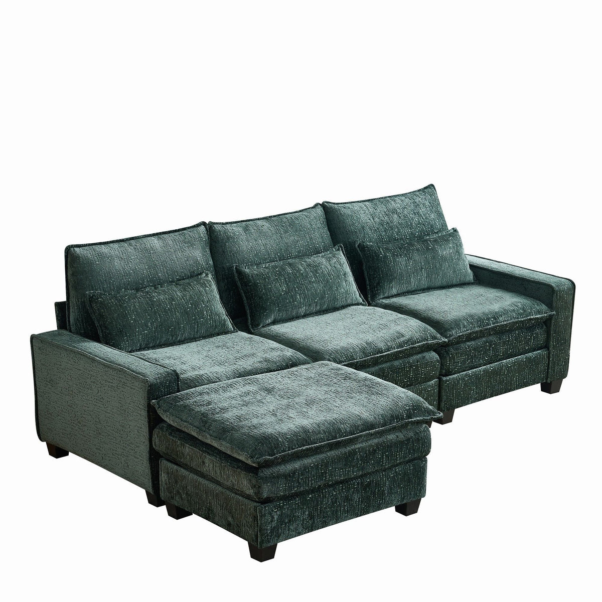 Modern Comfy L Shaped Sectional Sofa With Movable Ottoman