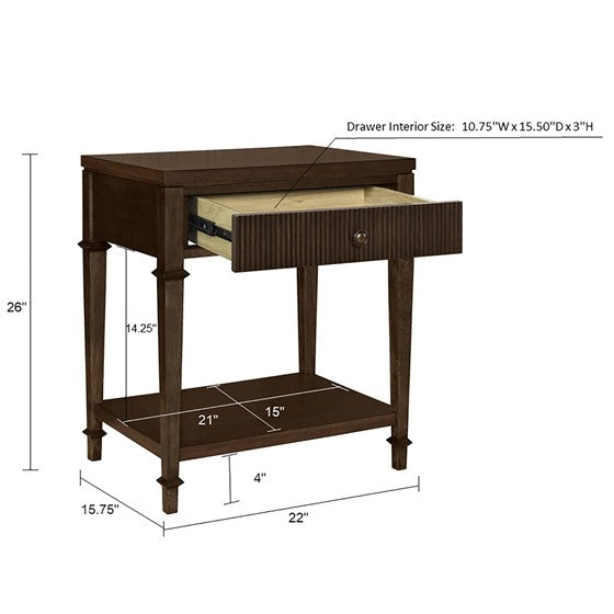 Nightstand with Drawer and Lower Shelf