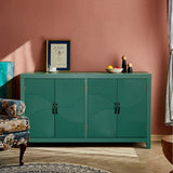 59in Green Accent Cabinet with 4 Doors Mid Century Modern Pantry Cabinet