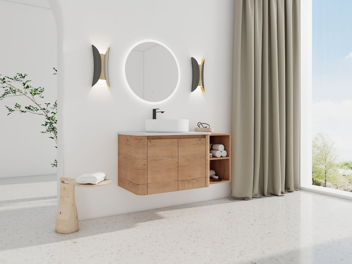 42" Wall-Mounted Bathroom Vanity With Ceramic Art Sink