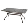 Celestine Outdoor Cast Aluminum Dining Table With Floral Lattice Design And Umbrella Holder