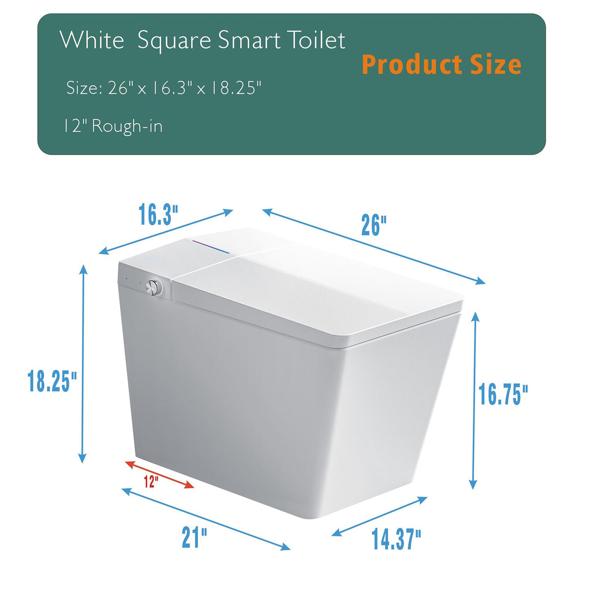 Square Smart Toilet with Built-in Tank for Modern Bathroom