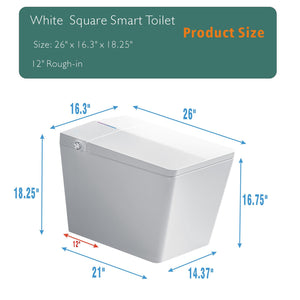 Square Smart Toilet with Built-in Tank for Modern Bathroom