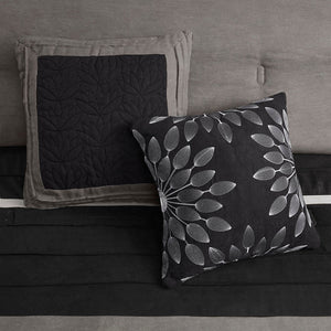 7-Piece Faux Suede Comforter Set Black Queen