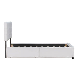 Upholstered Platform Bed With Classic Headboard And Drawers, No Box Spring Needed