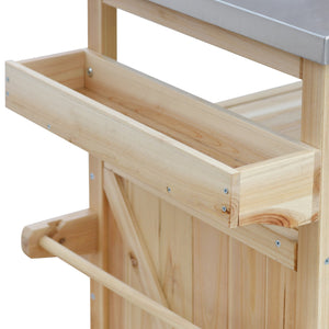 K&K Outdoor Kitchen Island Rolling Bar Cart & Storage Cabinet