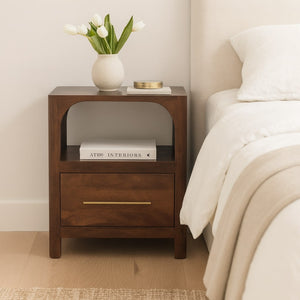 Solid Wood Arc-Line Bedside Table