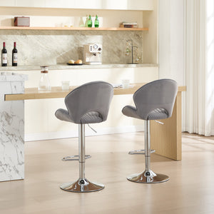 Bar Stools Set of 2 - Adjustable Barstools with Back and Footrest