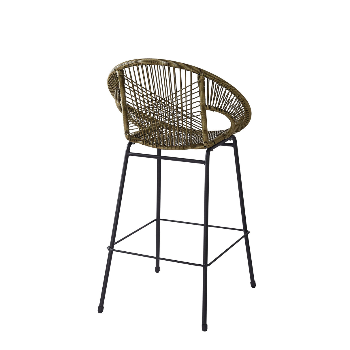 Ferrara Outdoor Patio Green Faux Wicker Barstool Set with Ergonomic Design and Durable PE Material