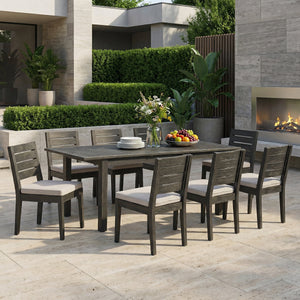 9-Piece Outdoor Dining Set with Extendable Acacia Wood Table and Cushioned Chairs