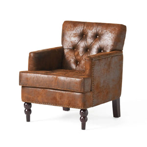 Vitality Club Chair With Button Tufted Diamond Stitching And Turned Legs