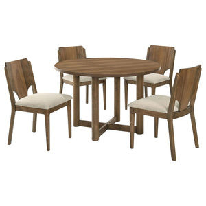 Crestmore 5-piece 46-inch Round Wood Dining Table Set Walnut