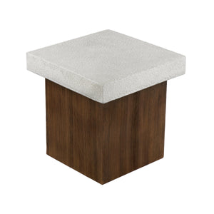 MGO Square Side Table with Faux Stone Top and Wood Frame