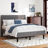 Luxurious Queen Bed Frame & Upholstered Wingback Headboard in Carbon Gray