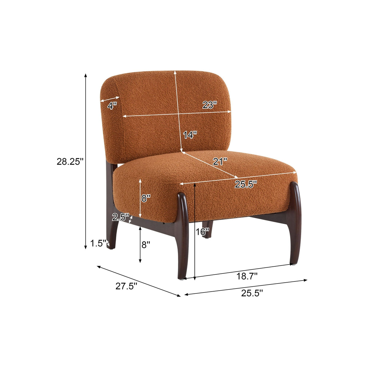 Modern Boucle Lounge Chair with Solid Wood Frame