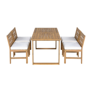 U_STYLE Farmhouse 5-Piece Outdoor Patio Dining Set with Adjustable Legs
