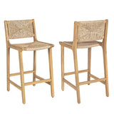 Acacia Wood Outdoor Armless Barstool - Light Teak