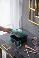 6' x 6' x 5' Bethany Aqua Jewelry Box, Stackable Decorative Storage Boxes With Lids