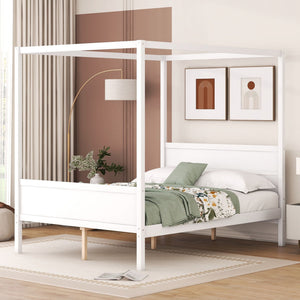 Canopy Platform Bed With Headboard and Footboard