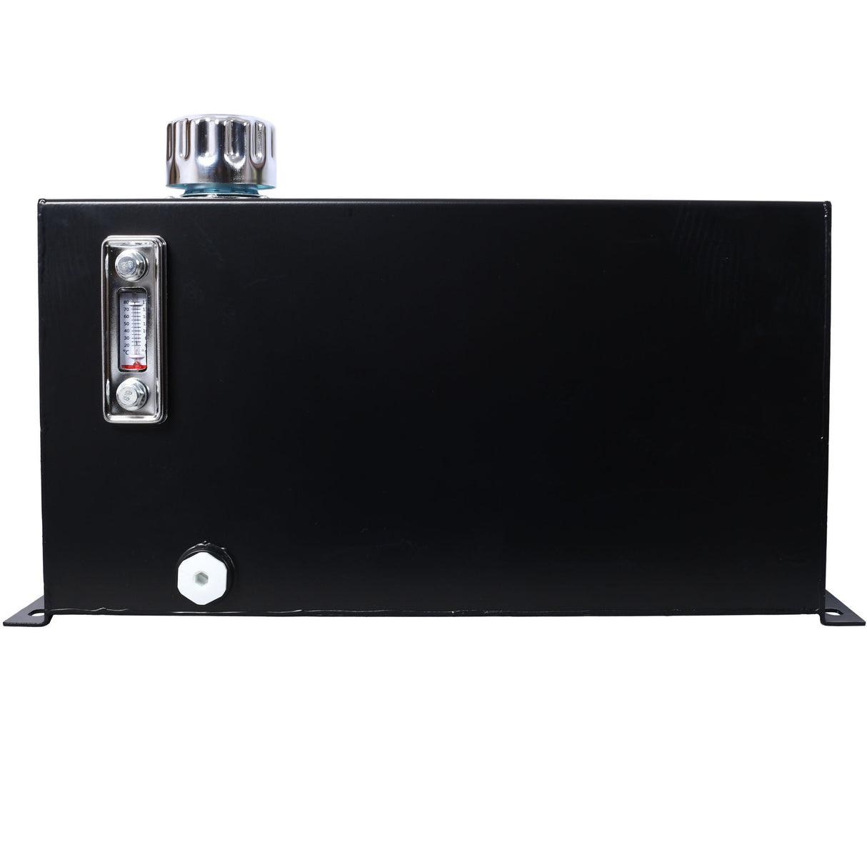 Heavy Duty Hydraulic Fluid Tank 10 Gal Steel Reservoir With Strainer, Gauge & Breather Cap For Tractors & Trucks - Black