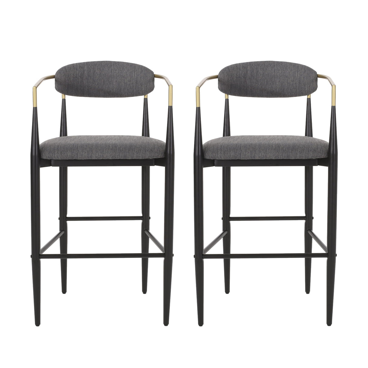 Upholstered Bar Stools With Backs for Kitchen Island (Set of 2)