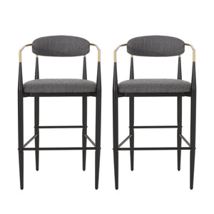 Upholstered Bar Stools With Backs for Kitchen Island (Set of 2)