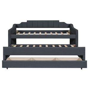 Upholstered Simple Design Daybed With Trundle And 3 Drawers