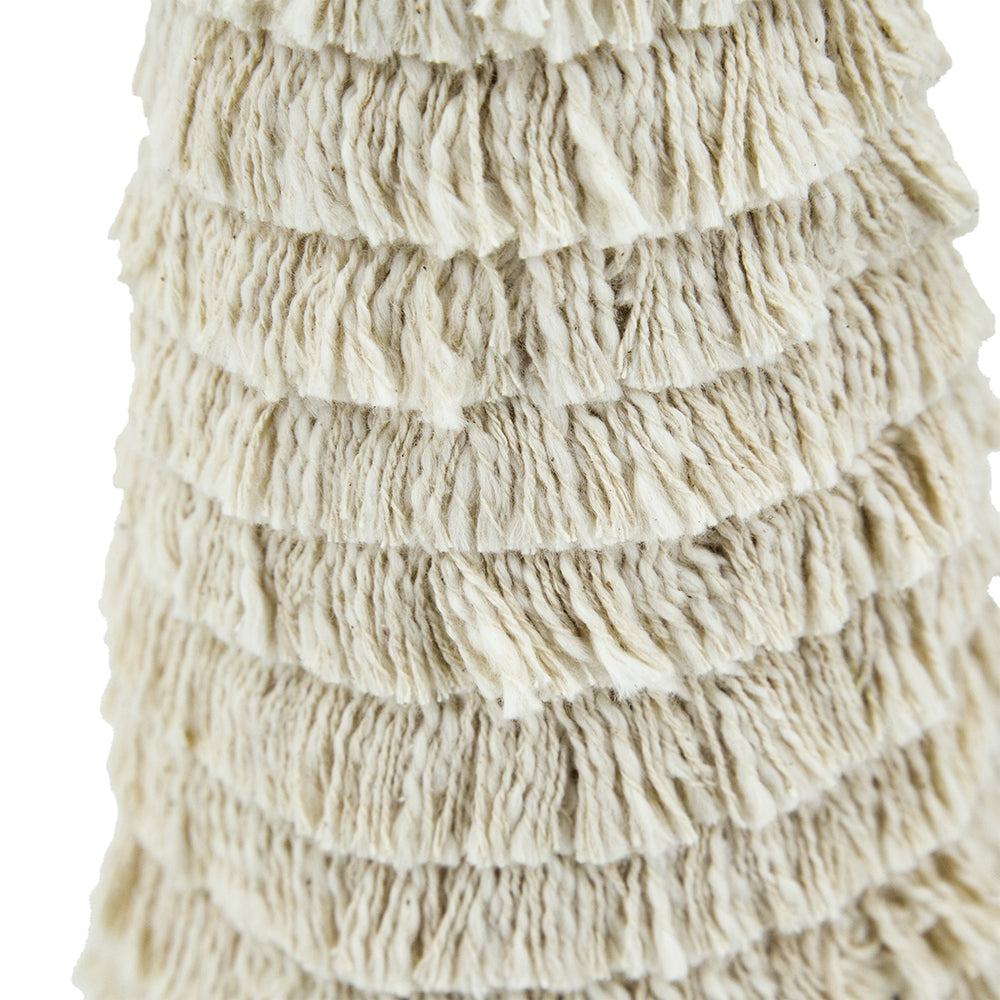 D5.1x21.7" Fringes Embellished Cone With Wooden Base