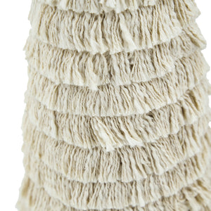 D5.1x21.7" Fringes Embellished Cone With Wooden Base