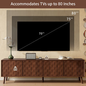70inch Modern TV Stand for TVs up to 80 Inches with Walnut Legs