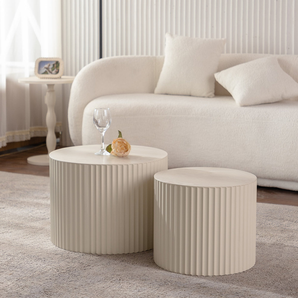 Round Wood Coffee Table for Living Room