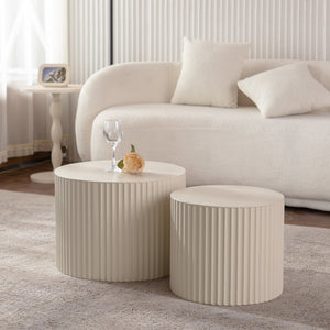 Round Wood Coffee Table for Living Room