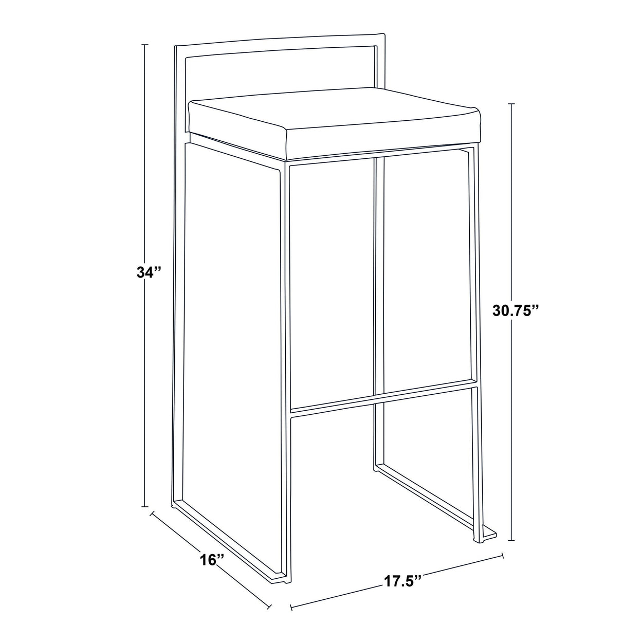Fuji - Contemporary / Glam & Quality Construction Barstool