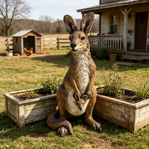 22" Mother Kangaroo with Joey Statue