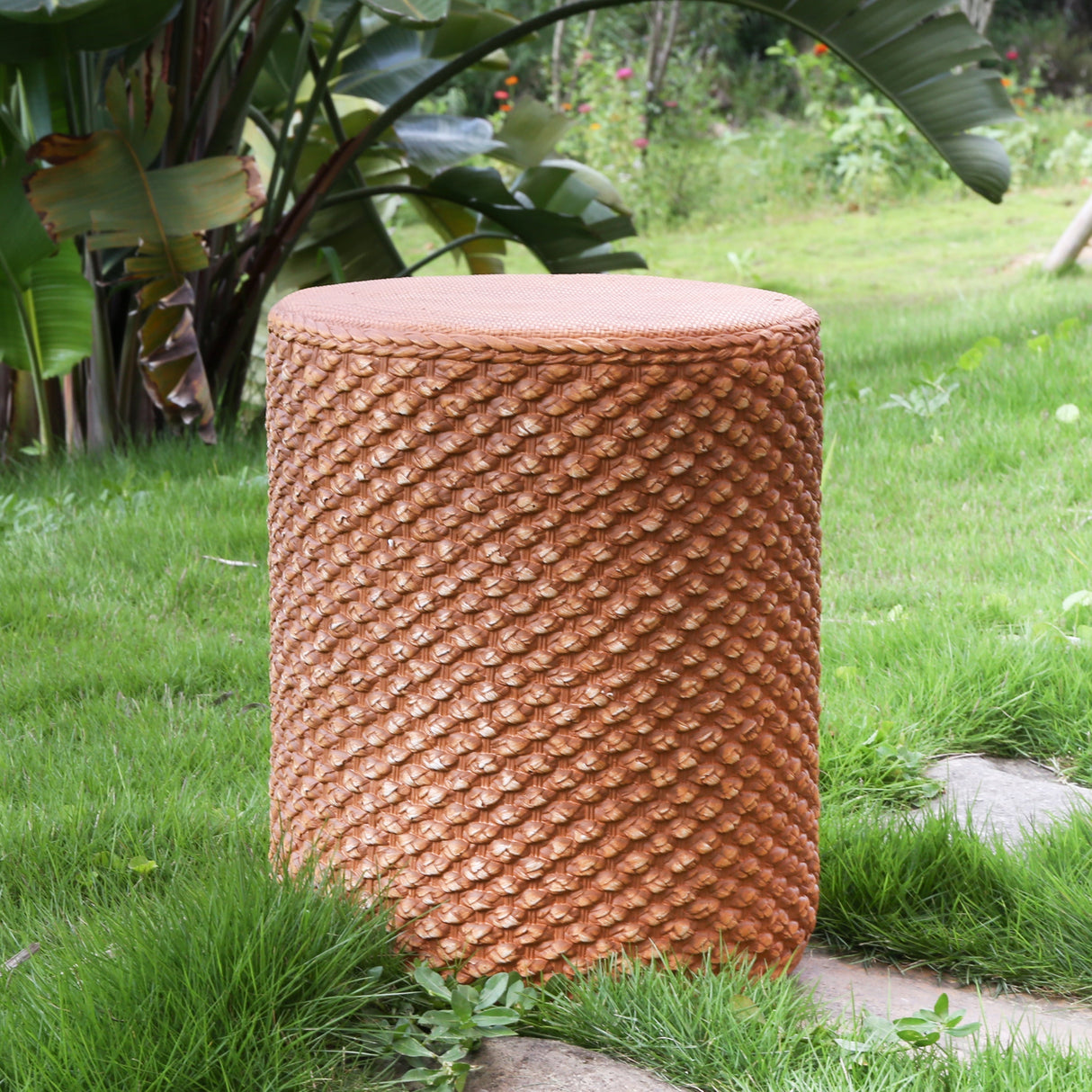Evie Outdoor Patio Round MGO Side Table Brown