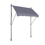Manual Retractable Patio Awning, UV Resistant Sun Shade With No Drill Installation