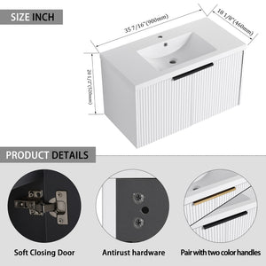 Contemporary Wall Mounted Bathroom Vanity With Resin Double Sink
