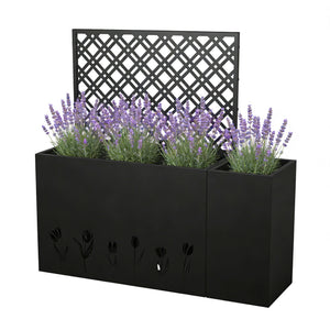 2-Piece Metal Planter Box with Trellis - Tulip Black