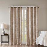 Knitted Jacquard Damask Total Blackout Grommet Top Curtain Panel (Only 1 Pc Panel)