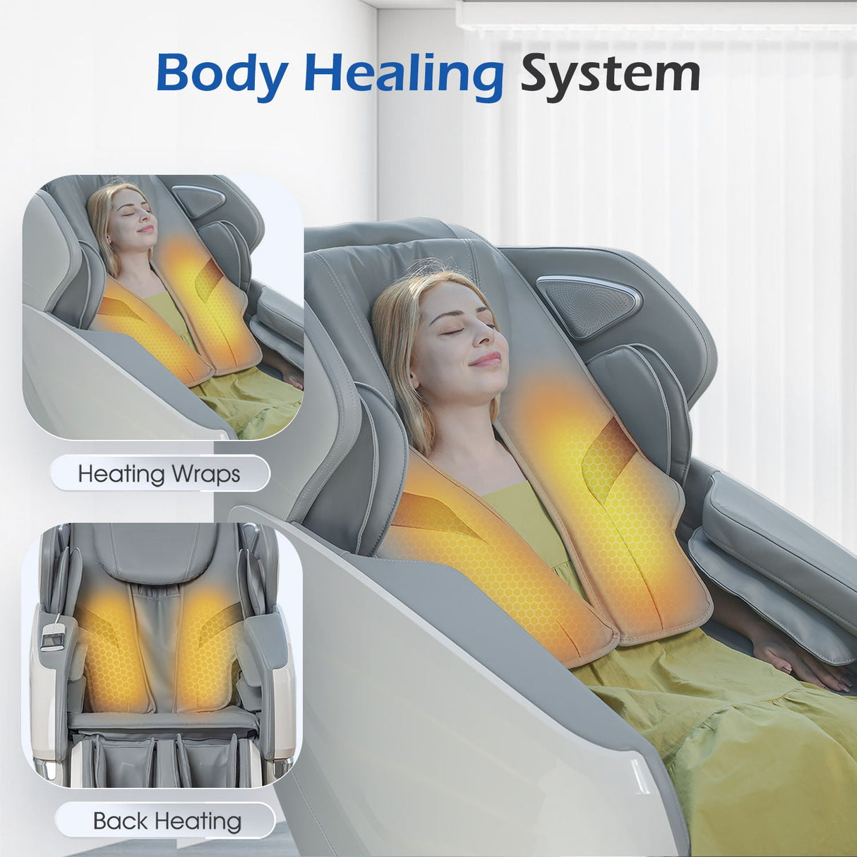 Bosscare - 2023 Brand New Update Gr8686 Massage Chairs With Ai Voice, App Control Sl Track Zero Gravity Full Body Massage Recliner - Gray