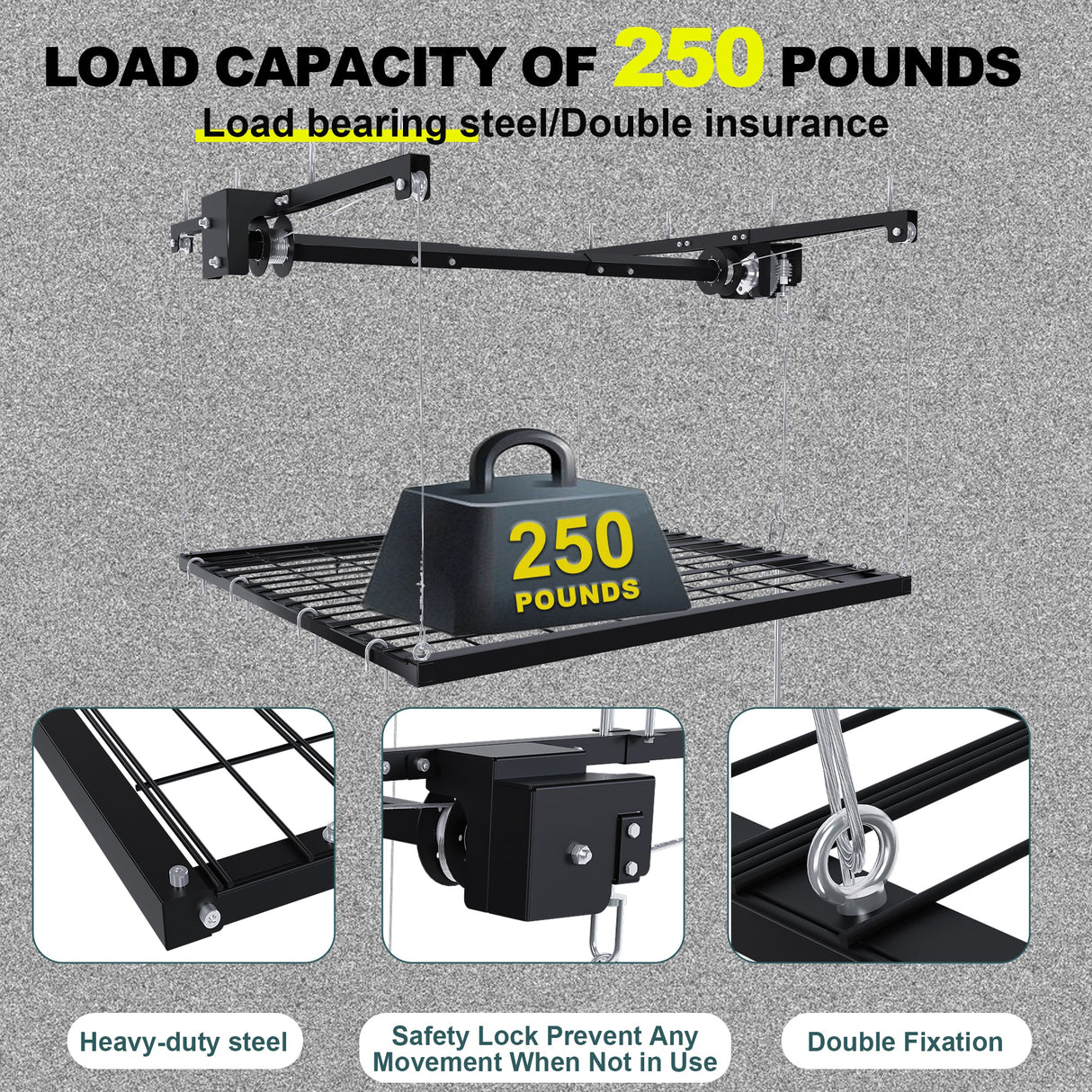 Overhead Garage Storage Rack 4x4 FT for High Ceilings