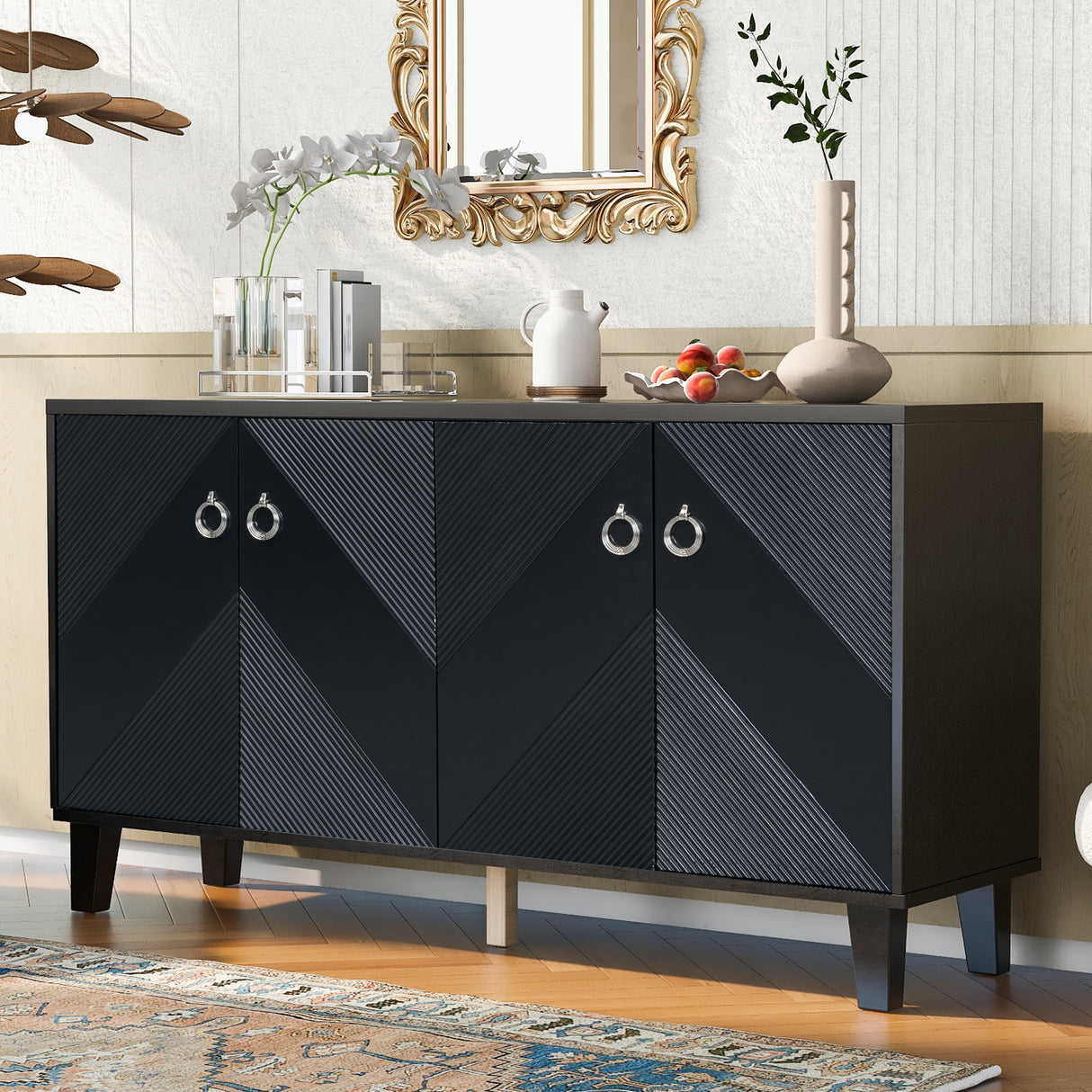 Bostonian-Geometric-Black-Cabinet-with-Sculpted-Door-Panels-Cabinets-&-Storage