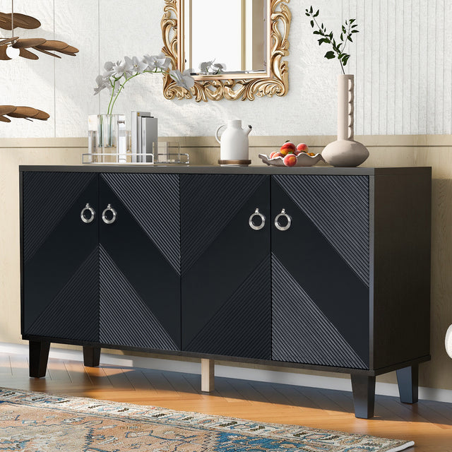 Bostonian-Geometric-Black-Cabinet-with-Sculpted-Door-Panels-Cabinets-&-Storage