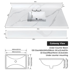 49-Inch Quartz Bathroom Vanity Top