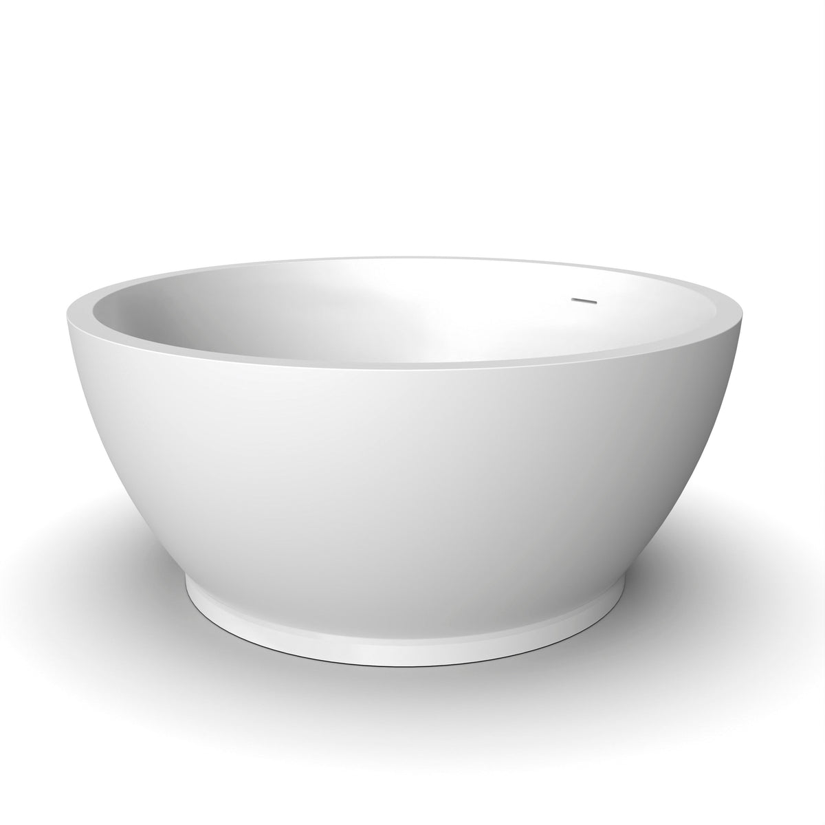 52.7 Inch Round Freestanding Soaking Bathtub with Solid Surface - Matte White